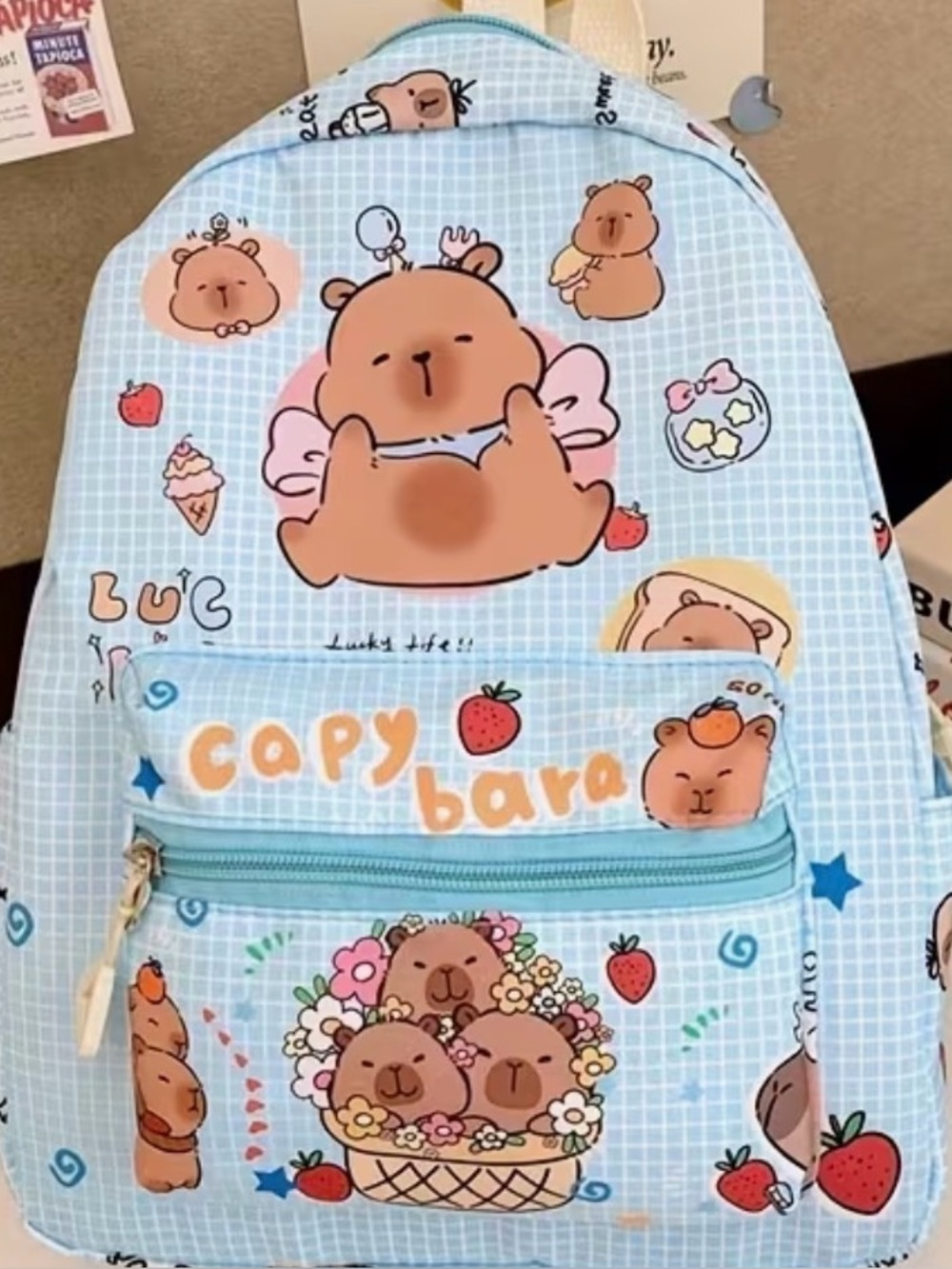 Cute Blue Bear Kids Backpack - Design